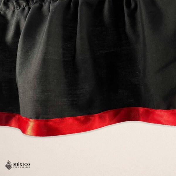 Black Handmade Mexican Dress Set – Red Ribbon Skirt & Blouse Traditional