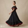 Black Handmade Mexican Dress Set – Red Ribbon Skirt & Blouse Traditional