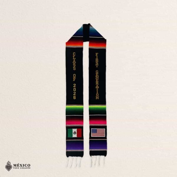 Mexican Graduation Stole Class of 2026 & First Generation Mexican and USA Flags