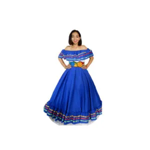 Traditional Mexican Blue Dress Handmade