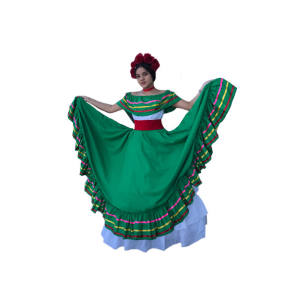 Traditional Jalisco Mexican Green Dress