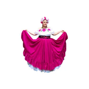 Traditional Mexican Pink Handmade Double Skirt