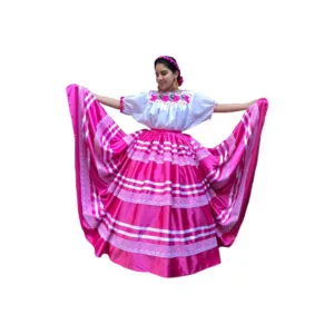 Traditional Pink Mexican Handmade Skirt China Oaxaqueña Style