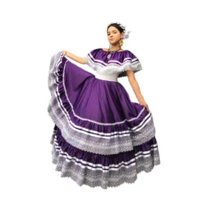 Traditional Mexican Folkloric Purple Dress Handmade