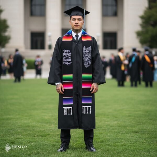 Personalized Mexican Graduation Stole - Nunca Fue Suerte Lettering Design