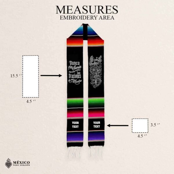 Personalized Mexican Graduation Stole - Nunca Fue Suerte Lettering Design