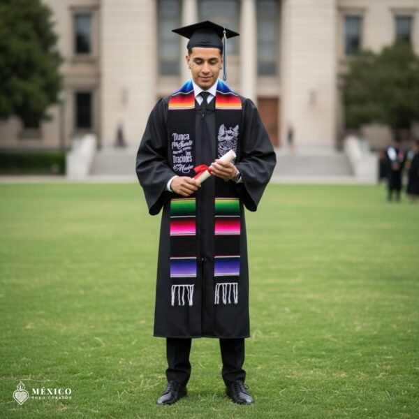 Personalized Mexican Graduation Stole - Nunca Fue Suerte Lettering Design