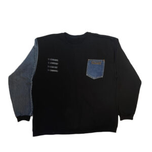Black Hoodie with Modified Denim Front Pocket