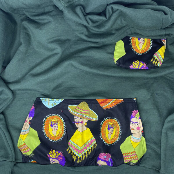 Hoodie with Frida Kahlo Front Pocket Design