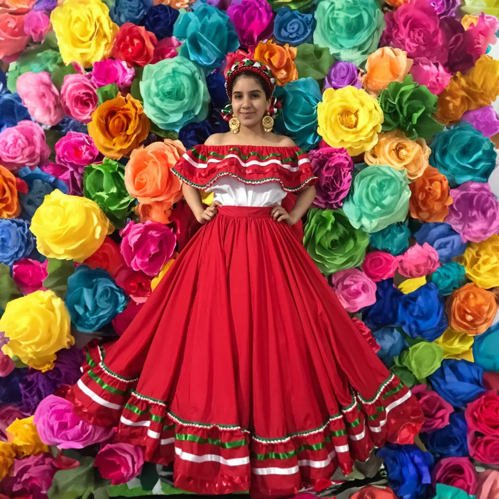 Traditional Mexican Red Dress Handmade