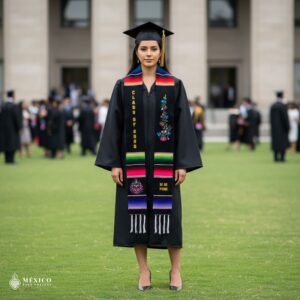 Personalized Floral Graduation Stole - Add Embroidered Text