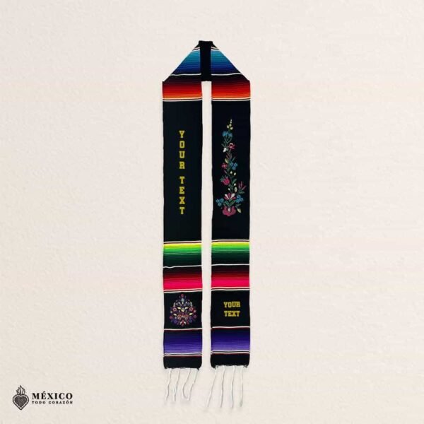 Personalized Floral Graduation Stole - Add Embroidered Text