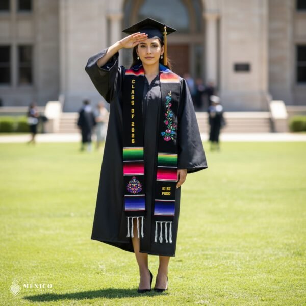 Personalized Floral Graduation Stole - Add Embroidered Text