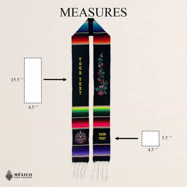 Personalized Floral Graduation Stole - Add Embroidered Text