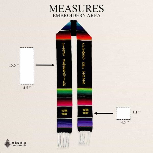 Personalized Mexican Graduation Stole - Class of 2026 and First Generation