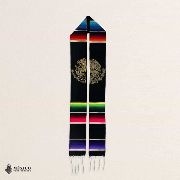 Personalized Mexican Sarape Graduation Stole - Gold Mexican Eagle