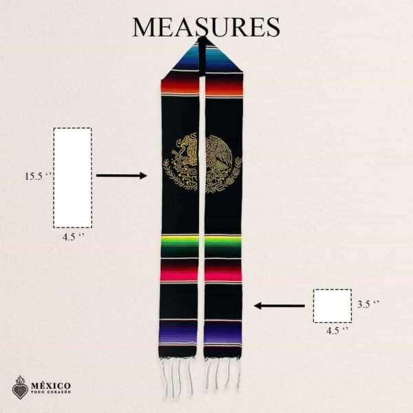 Personalized Mexican Sarape Graduation Stole - Gold Mexican Eagle