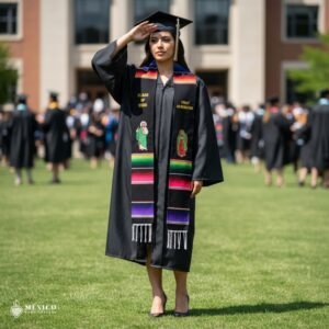 Custom Mexican Graduation Stole: Sarape, Virgen De Guadalupe & San Judas Embroidered