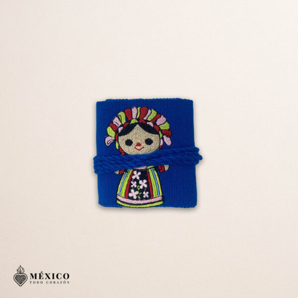 Handcrafted Traditional Mexican Doll Embroidered Mexican Waist Belt – Premium Blue Faja | México Todo Corazón