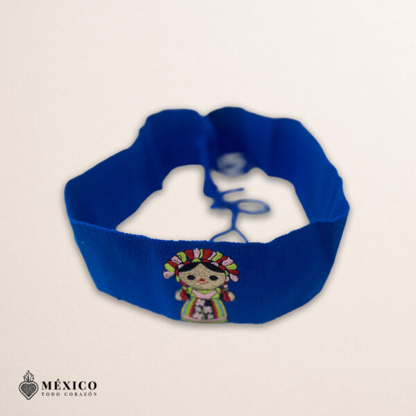 Handcrafted Traditional Mexican Doll Embroidered Mexican Waist Belt – Premium Blue Faja | México Todo Corazón
