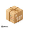 Hyper-realistic beige kraft shipping box wrapped in jute twine, embossed with the Mexico Todo Corazón logo and stamped “Custom Order” in white ink on a warm background.