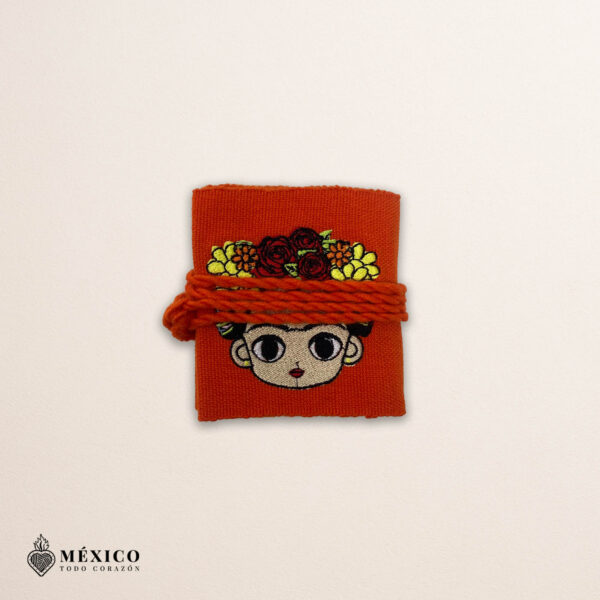 Handcrafted Frida Kahlo Embroidered Mexican Waist Belt – Premium Orange Faja | México Todo Corazón