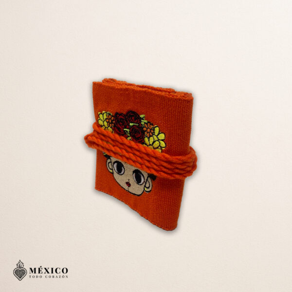 Handcrafted Frida Kahlo Embroidered Mexican Waist Belt – Premium Orange Faja | México Todo Corazón