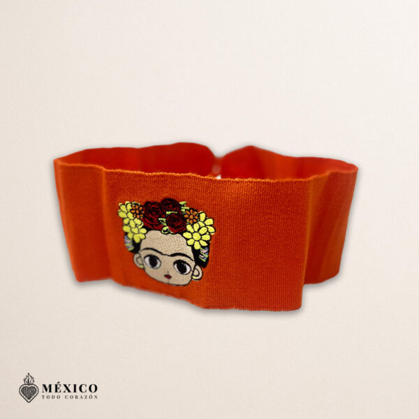 Handcrafted Frida Kahlo Embroidered Mexican Waist Belt – Premium Orange Faja | México Todo Corazón