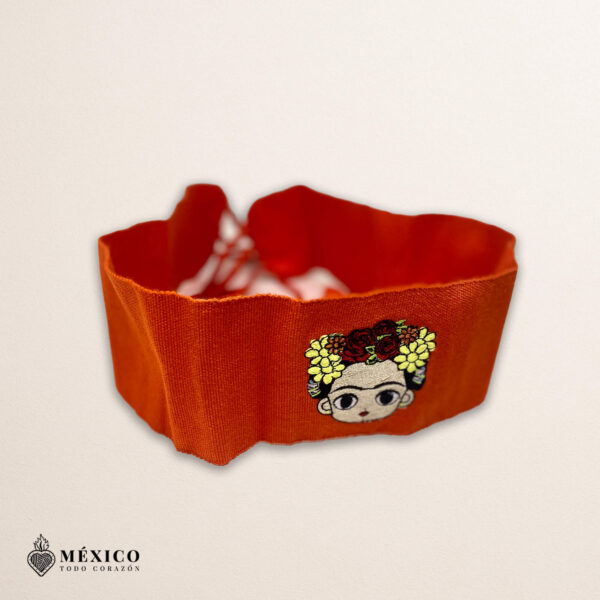 Handcrafted Frida Kahlo Embroidered Mexican Waist Belt – Premium Orange Faja | México Todo Corazón
