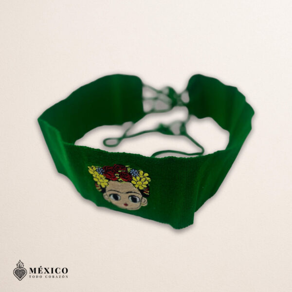 Handcrafted Frida Kahlo Embroidered Mexican Waist Belt – Premium Green Faja | México Todo Corazón