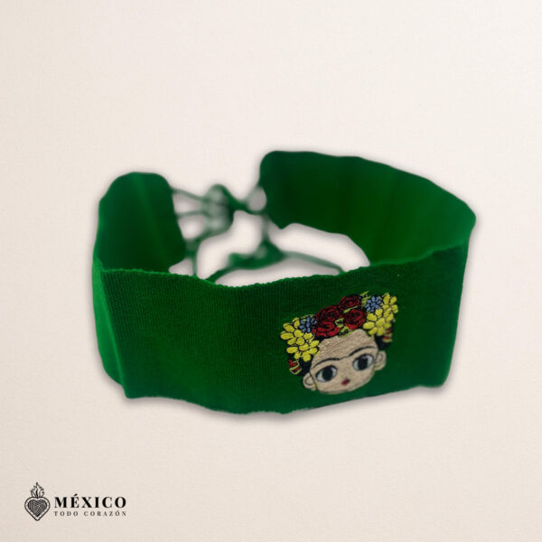 Handcrafted Frida Kahlo Embroidered Mexican Waist Belt – Premium Green Faja | México Todo Corazón