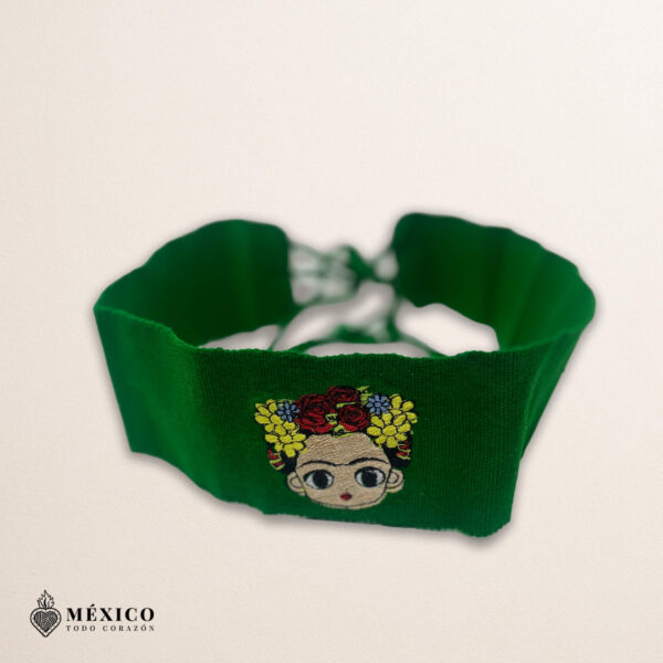 Handcrafted Frida Kahlo Embroidered Mexican Waist Belt – Premium Green Faja | México Todo Corazón