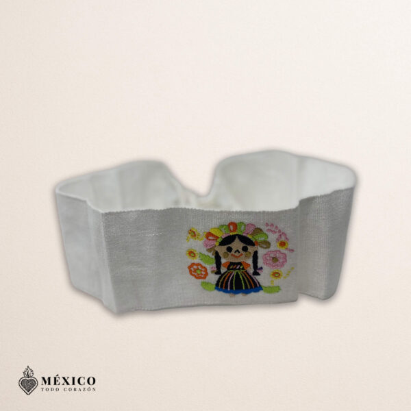 Handcrafted Niña de Colores Mexicana Embroidered Mexican Waist Belt – Premium White Faja | México Todo Corazón