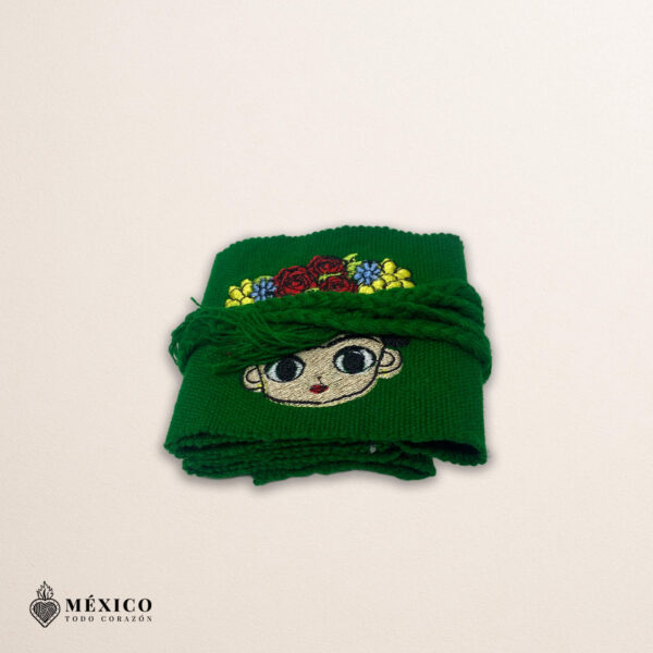 Handcrafted Frida Kahlo Embroidered Mexican Waist Belt – Premium Green Faja | México Todo Corazón