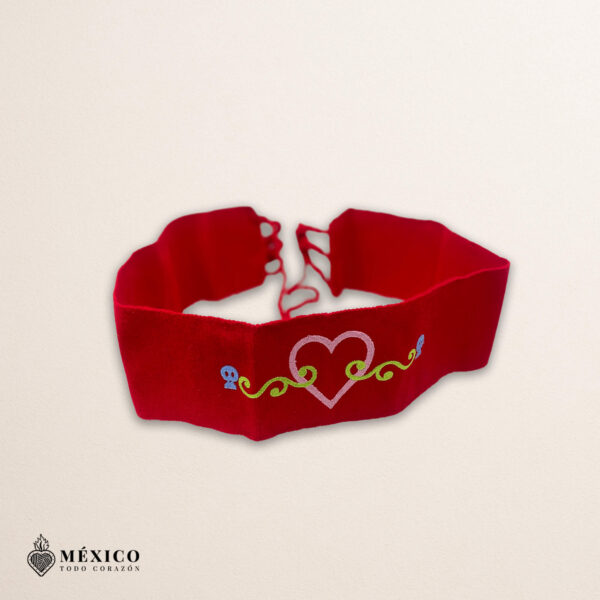 Handcrafted Beautiful Mexican Heart Embroidered Mexican Waist Belt – Premium Red Faja | México Todo Corazón
