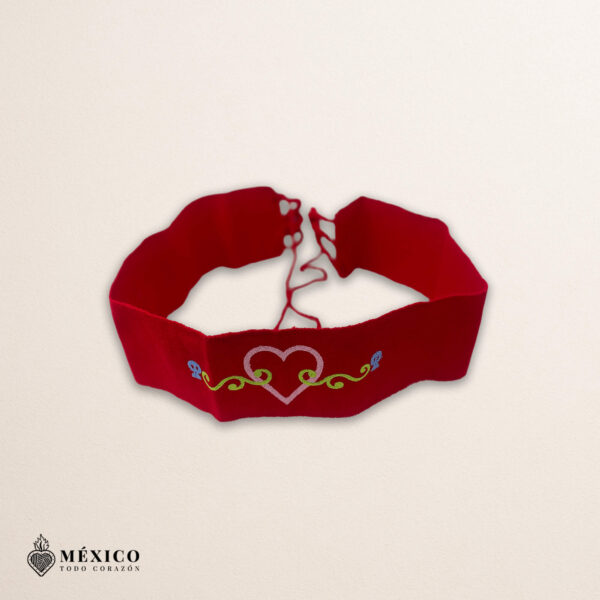 Handcrafted Beautiful Mexican Heart Embroidered Mexican Waist Belt – Premium Red Faja | México Todo Corazón