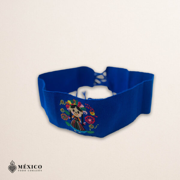 Handcrafted Niña de Colores Mexicana Embroidered Mexican Waist Belt – Premium Blue Faja | México Todo Corazón