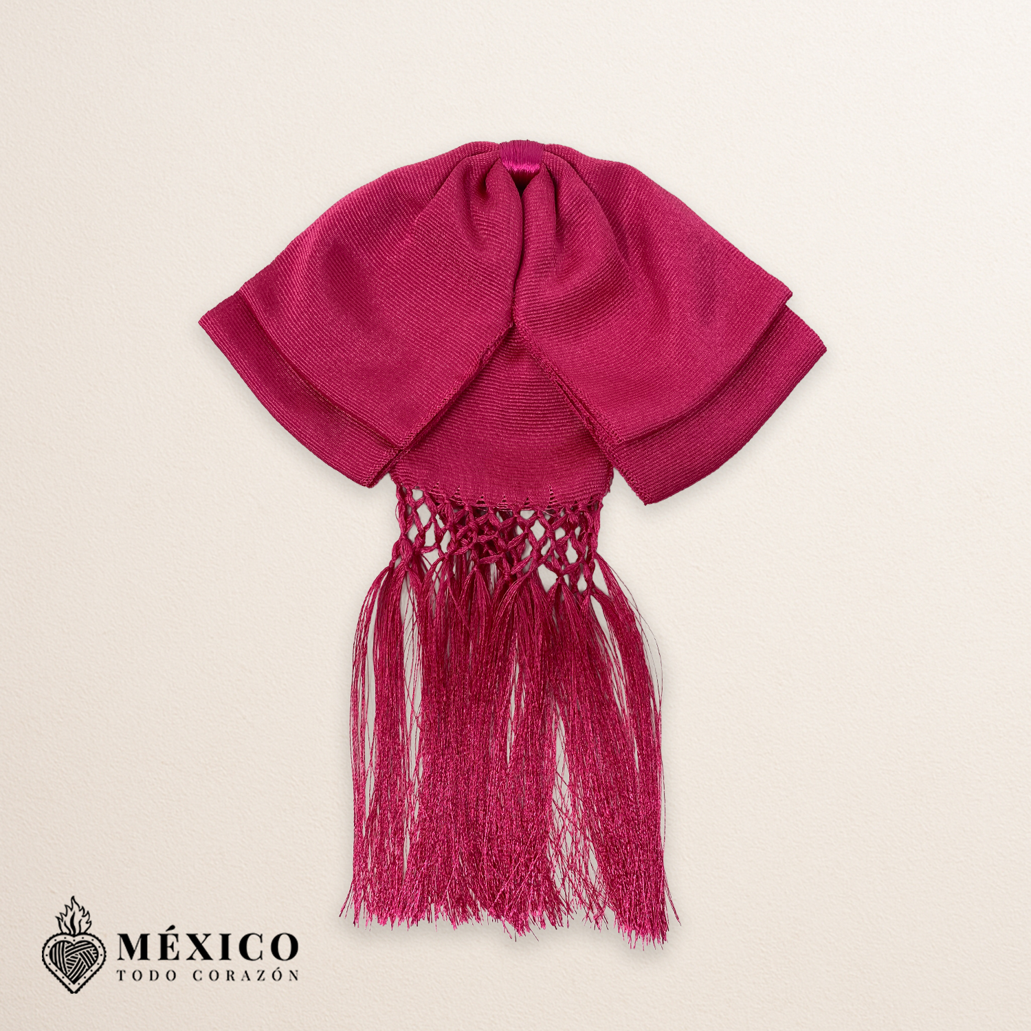 Fuchsia Mexican Charro Moño with Decorative Fringe | Fiesta Bow Ties for Folkloric Dances or Mexican Heritage Events| México Todo Corazón