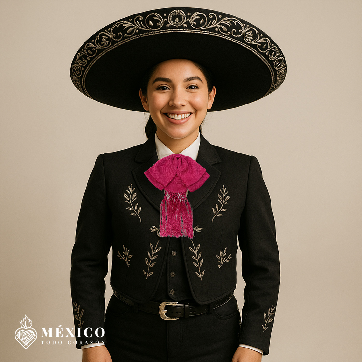 Traditional Mariachi With Fuchsia Bow Tie