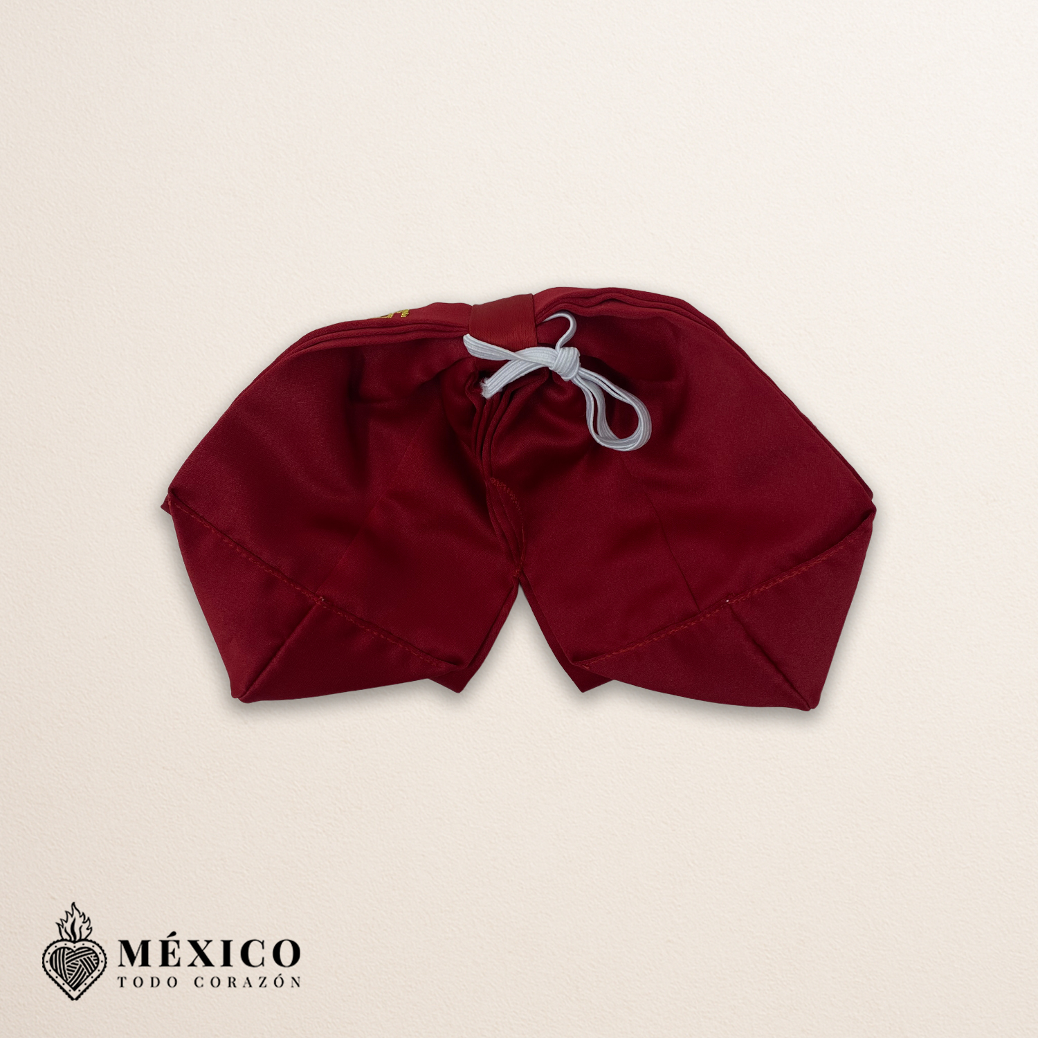 Wine Red Mexican Charro Moño with Gold Horse Embroidery | Mariachi Bow Tie for Fiestas or Cultural Events | México Todo Corazón
