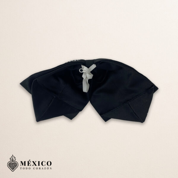 Black Mexican Charro Moño with Silver Rooster Embroidery | Mariachi Bow Tie for Fiestas, Rodeos or Cultural Events | México Todo Corazón