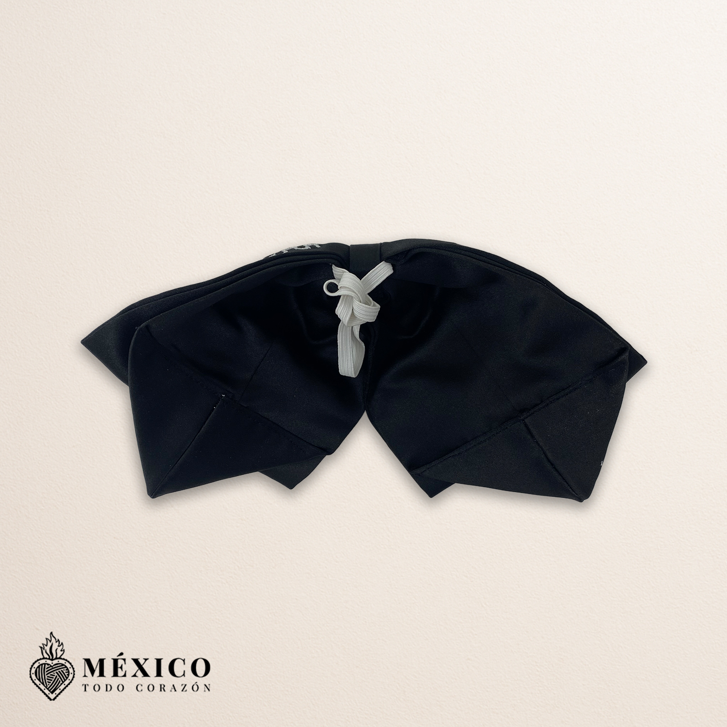 Black Mexican Charro Moño with Silver Rooster Embroidery | Mariachi Bow Tie for Fiestas, Rodeos or Cultural Events | México Todo Corazón