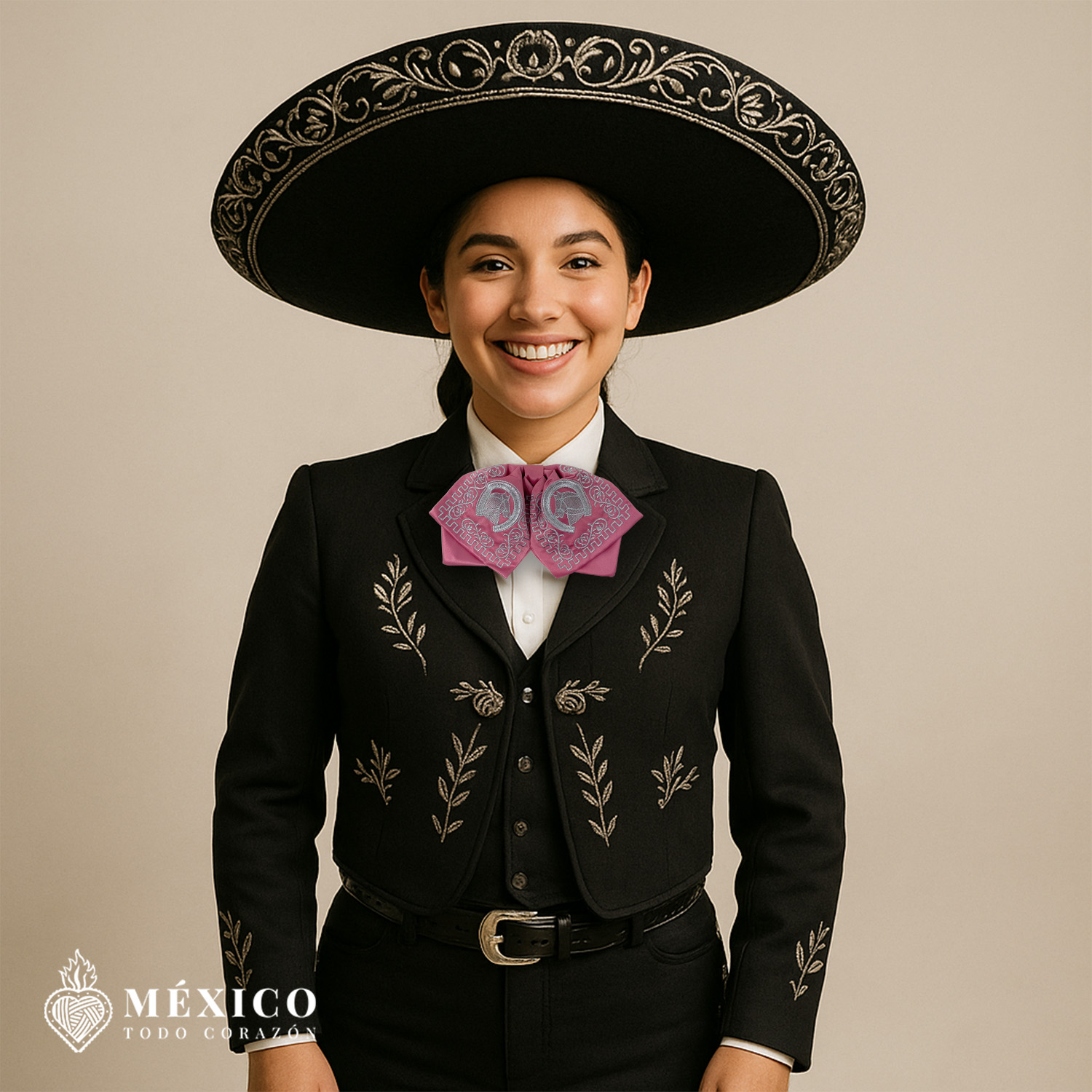 Traditional Mariachi With Pink Bow Tie
