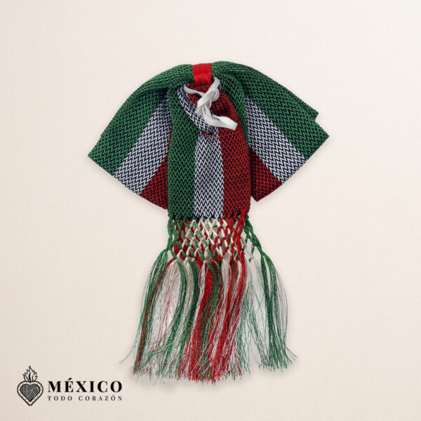 Tricolor Mexican Charro Moño with Decorative Fringe | Fiesta Bowtie for Rodeos, Parades or Mexican Heritage Events | México Todo Corazón