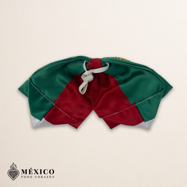 Tricolor Mexican Charro Moño with Gold Horse & Horseshoe Embroidery | Fiesta BowTie for Rodeos or Mexican Events | México Todo Corazón