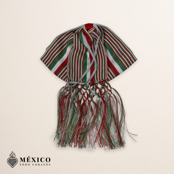 Striped Tricolor Mexican Charro Moño with Fringe | Fiesta Bow Tie for Cultural Parades or Folkloric Celebrations | México Todo Corazón