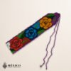 Handwoven Mexican Waist Belt – Premium Faja Colorful Flowers Purple Ties | México Todo Corazón