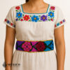 Handwoven Mexican Waist Belt – Premium Faja Colorful Flowers YellowTies | México Todo Corazón