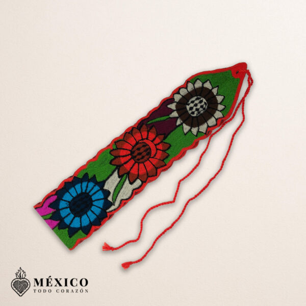 Handwoven Mexican Waist Belt – Premium Faja Colorful Flowers Orange Ties | México Todo Corazón