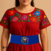 Handcrafted Niña de Colores Mexicana Embroidered Mexican Waist Belt – Premium Blue Faja | México Todo Corazón
